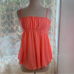 🩷🧡 Vintage Free People Stripe Flowy Top - Removable Straps - Bright 🧡🩷